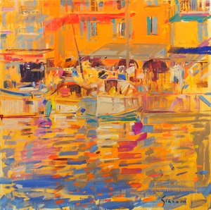 Veneitä satamassa Saint Tropez tekijältä Peter Graham (Contemporary)