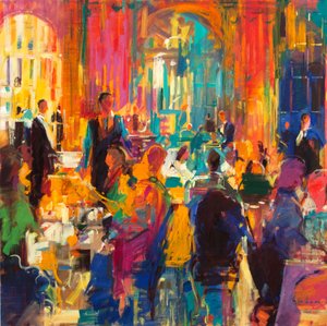 Age of Elegance, The Waldorf, 2021 (öljy kankaalle) tekijältä Peter Graham