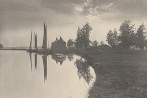 Cantley: Cantley: Wherries Waiting for the Turn of the Tide,1886 (kuva). tekijältä Peter Henry Emerson