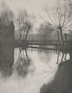 Footbridge lähellä Chingfordia, The Compleat Angler, 1888. tekijältä Peter Henry Emerson