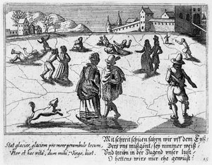 Pariskunta luistelemassa, noin 1650 tekijältä Peter I Rollos