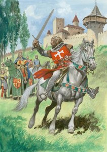 Ritari linnan ulkopuolella (guassi paperille) tekijältä Peter Jackson