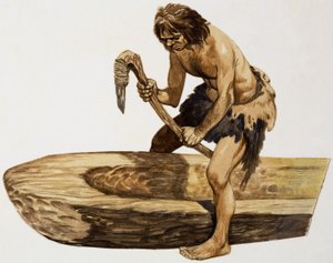 Kivikauden mies kaivaa kanootin tekijältä Peter Jackson