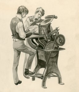 Wrightin veljekset poikina maalasivat sanomalehteään nimeltä The Midget. Alkuperäinen taideteos Treasurelle tekijältä Peter Jackson