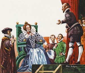 William Shakespeare esittelee yhden näytelmissään kuningatar Elizabeth I:lle