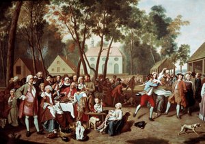 Messut Grosshesselohessa Saksassa Village Party. Peter Jacob Horemansin (1700-1776) maalaus