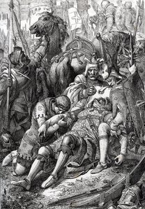 Kuningas William Valloittaja haavoi poikansa Robert II:n Normandiassa dit Courteheusessa (1051-1134) Gerberoyn linnoituksella tekijältä Peter Johann Nepomuck Geiger