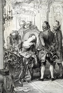 Tanskan kuningatar Caroline Mathilde (Caroline-Mathilde) (1751-1775) joutui allekirjoittamaan avioeroasiakirjat avioliiton ulkopuolisen seikkailunsa jälkeen vuonna 1772 (Tanskan kuningatar Caroline Matilda allekirjoitti avioeropaperit huhtikuussa 1772 avio