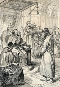 Panostusten kiusaus, Canossan katumus: Canossassa Pyhän Rooman valtakunnan keisari Henrik IV (1050-1106) katuvassa puvussa rukoilee paavi Gregoire VII:n (Hildebrand: 1015/20-1085) anteeksiantoa tehden kunniallisia korjauksia 107 tammikuussa. ” (wal tekijältä Peter Johann Nepomuck Geiger
