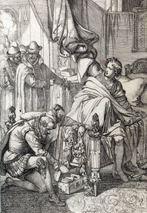 A prisão de Carlos da Áustria (1545-1568) (Don Carlos) filho de Filipe II de Espanha em 1568 pelos homens de seu pai (Carlos, príncipe das Astúrias, filho mais velho e herdeiro aparente do rei Filipe II de Espanha preso por seu pai no início de 1568) Desen