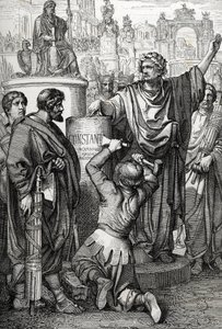 Konstantinopolin perustama keisari Konstantinopoli Suuri, joka siirsi keisarillisen pääkaupungin Bysantille, jonka hän nimesi uudelleen Konstantinopoliksi tekijältä Peter Johann Nepomuck Geiger