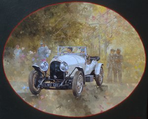 3 litran Bentley at Kelmarsh (öljy kankaalle)