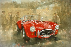 Cobra at Brooklands (öljy kankaalle) tekijältä Peter Miller