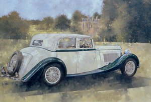 Vihreä ja valkoinen Bentley Althorpissa (öljy kankaalle)