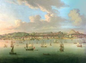 Britannian laivasto purjehtii Lissabonin satamaan, 1735