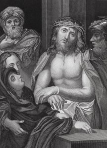 Ecce Homo, Jesaja, luku 53, v. 5 (kaiverrus). tekijältä Peter Paul (after) Rubens
