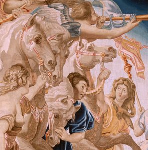 Flanderin kuvakudos. Sarja Eukaristian voitto. Kirkon voitto (El Triunfo de la Iglesia). Sarjan kahdeksas kuvakudos. Malli Peter Paul Rubens. 1626-1628. Valmistus Jan II Raes, Bryssel tekijältä Peter Paul (after) Rubens