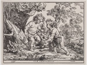 Kristus-lapsi ja pyhä Johannes leikkimässä karitsalla, kaiverrus Christoffel Jegher (1596-1653), vuoden 1632 jälkeen (puupiirros) tekijältä Peter Paul (after) Rubens