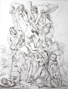 Jeesus Kristus, laskeutuminen ristiltä (tulostus) tekijältä Peter Paul (after) Rubens