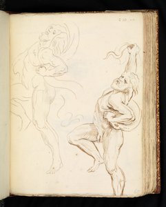 Kaksi tutkimusta Laocoonista, joista toisessa käärmeet muutettiin verhoiksi (grafiitti, kynä ja ruskea muste levitetylle paperille) tekijältä Peter Paul (after) Rubens