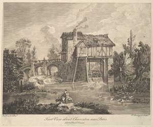 Ensimmäinen näkymä Clarentoniin lähellä Pariisia, 1700-luvun puolivälistä loppupuolelle. tekijältä Peter Paul Benazech