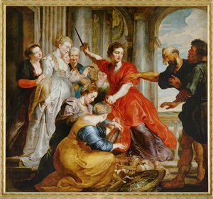 Odysseus löysi Akilleen Lykomedeksen tyttärien joukosta Skyroksella (maalaus kankaalle). tekijältä Peter Paul Rubens