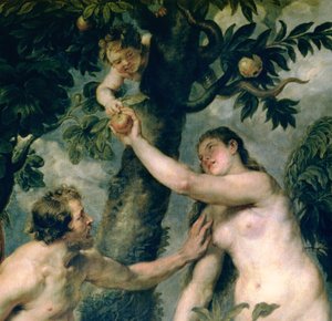 Adam ja Eeva (kopioitu Tizianin maalauksesta) (yksityiskohta 51710) tekijältä Peter Paul Rubens