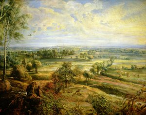 Syksyinen maisema näköalalla Het Steeniin varhain aamulla, n. 1636 öljytaulun yksityiskohta 211075