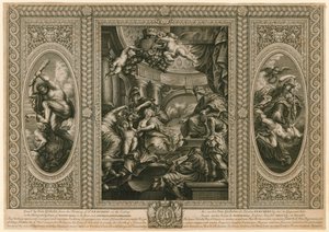 Whitehallin juhlatalon katto tekijältä Peter Paul Rubens