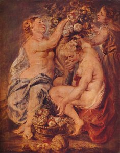 Ceres ja kaksi nymfiä runsaudensarvisen kanssa, c1617 tekijältä Peter Paul Rubens