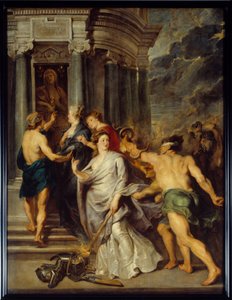 Marie de Mediciksen sykli (1573-1642): Äidin ja pojan toinen sota Marie de Medicisiä ja Ludvig XIII:ta vastaan. "" Rauhan päätös Angersissa 10.8.1620"". Pierre Paul (Pierre-Paul) Rubensin (tai Peter Paulin tai Petrus Pauluksen) maalaus (1577-1640) tekijältä Peter Paul Rubens