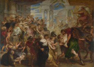 Sabiininaisten ryöstö. Noin 1635-40 tekijältä Peter Paul Rubens