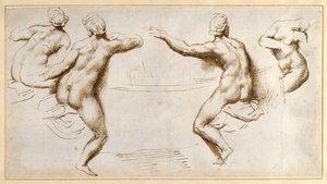 Neljä naislakia altaan ympärillä (kynä ja muste paperille) tekijältä Peter Paul Rubens