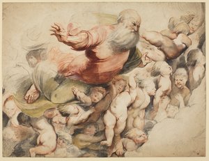 Isä Jumala enkelien tukemana, Pordenonen jälkeen, 1600-03 tekijältä Peter Paul Rubens