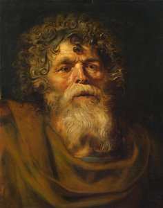 Vanhan miehen päällikkö, orjantappurakruunu (Ecce Homo) -tutkimus, n. 1612-14 (öljy paneelille) tekijältä Peter Paul Rubens