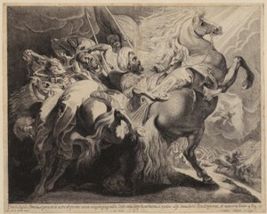 Assyrian valtakunnan kuningas Sanherib putoaa hevoseltaan tekijältä Peter Paul Rubens