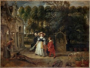 Peter Paul Rubens ja hänen toinen vaimonsa Helene Fourment puutarhassa (öljyä kankaalle) tekijältä Peter Paul Rubens