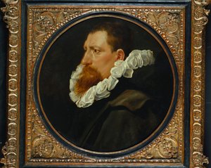 Muotokuva herrasmiehestä, pieni rintakuva, yllään valkoinen röyhelö ja harmaa viitta tekijältä Peter Paul Rubens