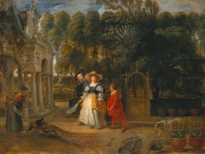 Rubens toisen vaimonsa kanssa puutarhassa tekijältä Peter Paul Rubens