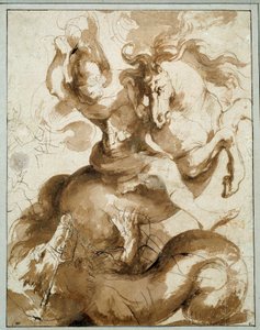 Pyhä Yrjö tappaa lohikäärmeen. Piirustus Pierre Paul (Pierre-Paul) Rubens (tai Peter Paul tai Petrus Paulus) (1577-1640) Ec. Flam. tekijältä Peter Paul Rubens