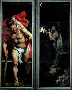 Pyhä Kristofer ja erakko, Laskeutuminen ristiltä -trippyykki, 1611-1414 tekijältä Peter Paul Rubens