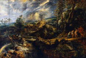 Myrskyinen maisema, n. 1625 (öljy paneelille) tekijältä Peter Paul Rubens