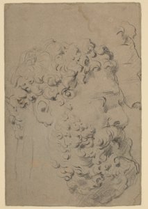 Farnese Herculesin pään ja profiilin tutkimukset alemmasta näkökulmasta tekijältä Peter Paul Rubens