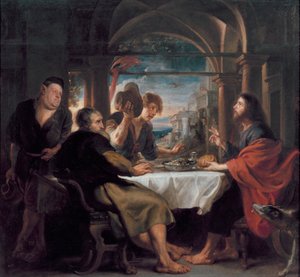 Illallinen Emmauksessa, n. 1638 (öljy kankaalle) tekijältä Peter Paul Rubens
