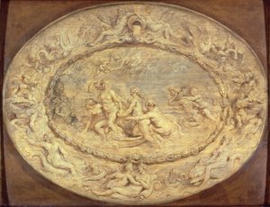Venuksen syntymä, n. 1632-33 (musta liitu ja öljy paneelissa) tekijältä Peter Paul Rubens