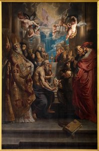 The Dispute of the Holy Sacrament, n. 1609 (öljy paneelille) tekijältä Peter Paul Rubens