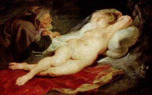 Erakko ja nukkuva Angelica, 1626-28 (paneeli)