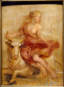 Euroopan sieppaus Veripiirustus Pierre Paul (Pierre-Paul) Rubens (tai Peter Paul tai Petrus Paulus) (1577-1640) Su. 0,18x0,13 m Madrid Prado -museo tekijältä Peter Paul Rubens