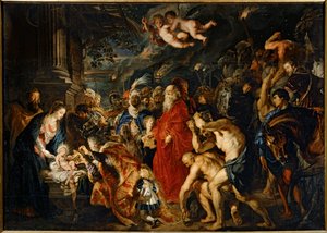 Kolmen tietäjän palvominen (maalaus kankaalle) tekijältä Peter Paul Rubens