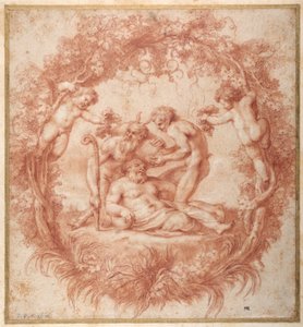 Tazza Farnesen suunnittelu (punainen liitu guassilla paperilla) tekijältä Peter Paul Rubens